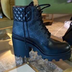 Gucci Black Lace Up Boots